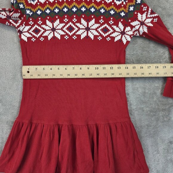 Polo Ralph Lauren Dress Girls Size Medium Red Fair Isle Hooded Sweater Holiday - Picture 5 of 12